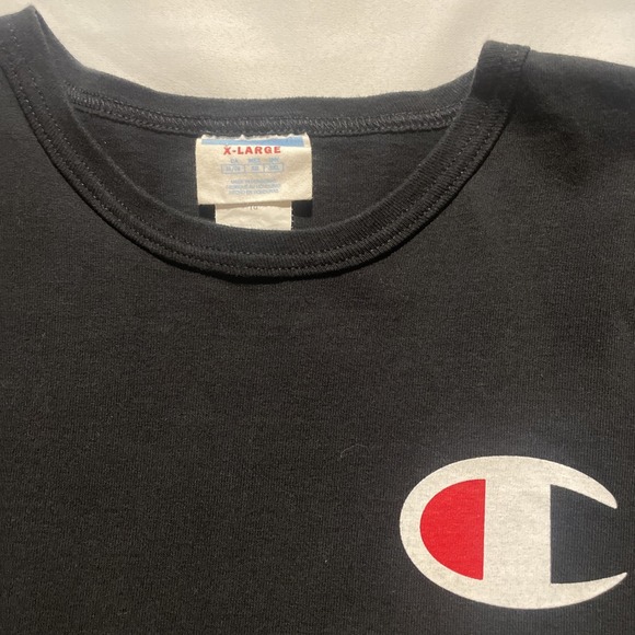 Champion T Shirt Men's XL Black Heavy Weight‎ Short Sleeve Logo - Picture 3 of 6